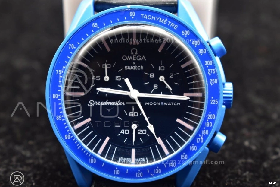 Reliable 1179 Moonwatch Omega Strap Neptune Nylon on x Mission to Swatch Quartz Bioceramic 0717